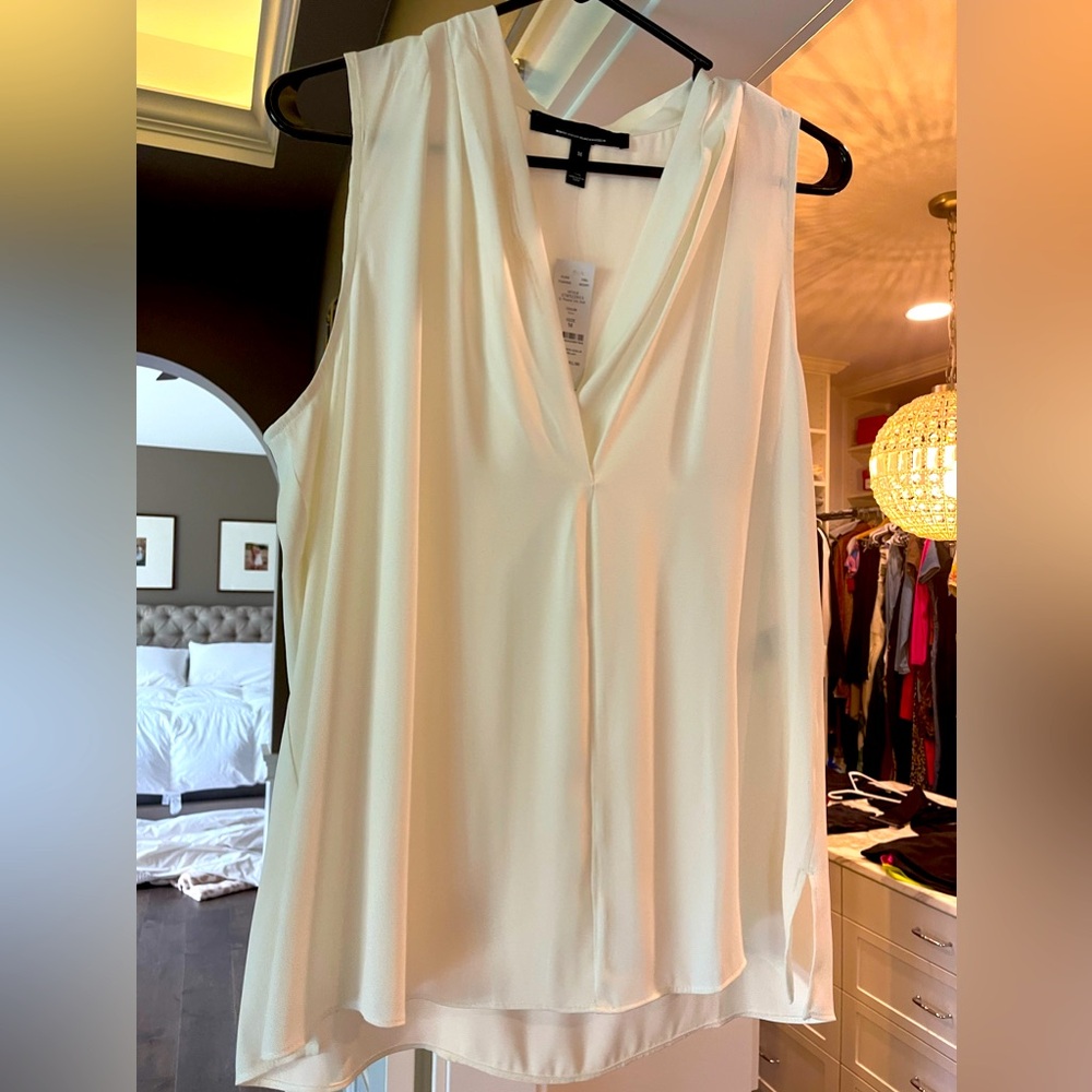 White House black market, soft, drape, cream, dress shirt